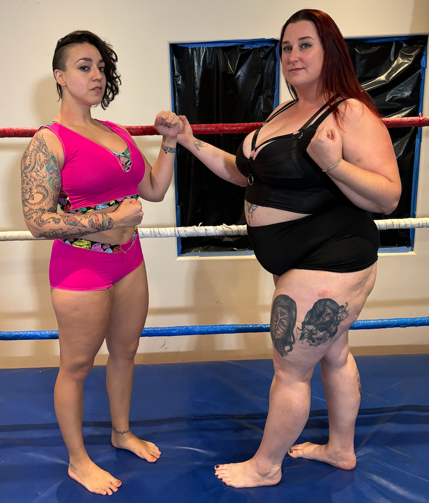 Barefoot Gut Bash Match - Bootylicious Kara Punishes Sexy Sharon's Tummy
