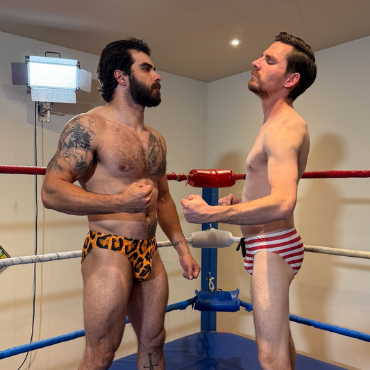 Barefoot Men's Wrestling: Hunky Jordan Toe Flosses Skinny Charlie!