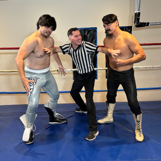 Two-on-One Men's Wrestling Match: Tom & Jerry v Referee Charlie