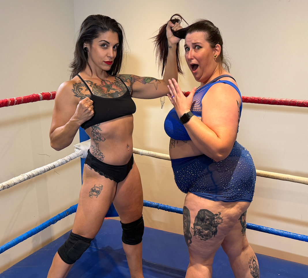 Women’s Wrestling Match: Mighty MJ Teaches Curvy Kara Some Respect!